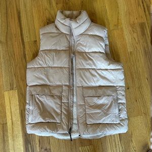 beige puffer vest